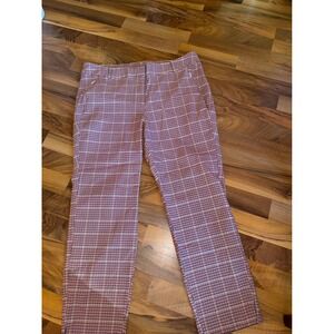 Lane Bryant Plaid Straight Leg Pant Women 20 Burgundy White preppy office spring